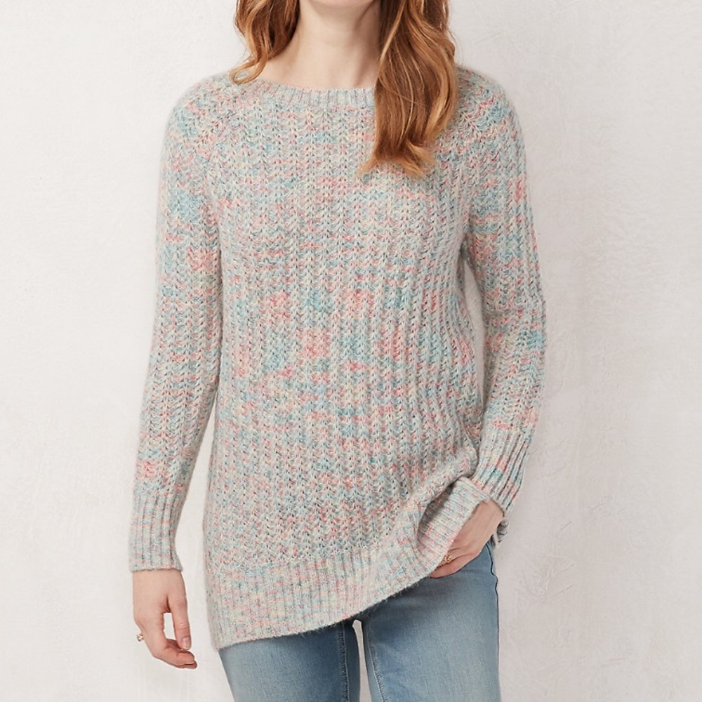 LC Lauren Conrad Textured Lurex Tunic Sweater